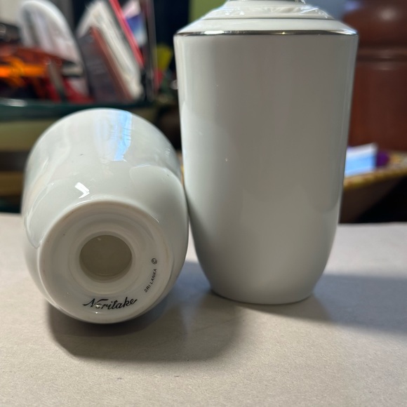 EUC Notitake White Scapes Stoneleigh porcelain salt and pepper shakers - Picture 5 of 9